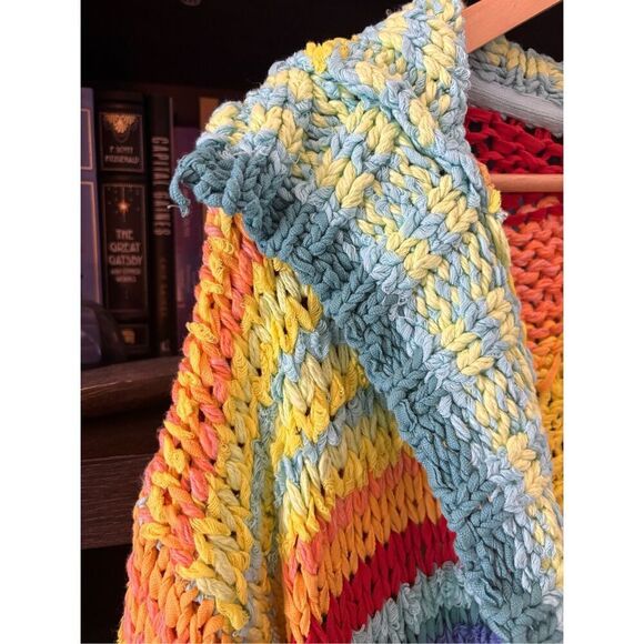 NWOT Free People Beach Market Cardigan Rainbow Loose Chunky Knit Small - Picture 8 of 12